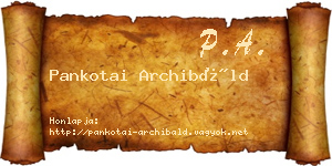 Pankotai Archibáld névjegykártya